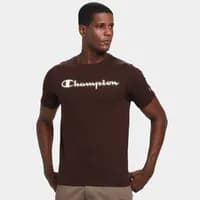Camiseta Champion Script Outline Masculinina Marrom