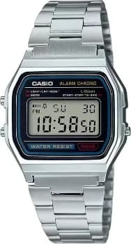 Casio Série A158WA | Relógio digital unissex | Vintage | WR | Cronômetro de 100 SEC | Alarme diário | Tempo regular: hora, minuto, segundo, PM, data, dia | Luz LED | Bateria de 7 anos