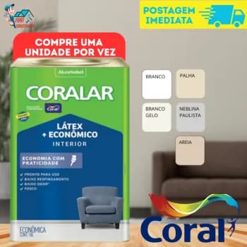 Tinta Econômica Fosca Coralar Paredes Coral 15 ou 18 L itros Anti Mofo Acrílica Interno Interior Cores
