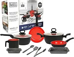Jogo de Panelas BLACK DECKER 10 Peças Ceramic Line - Red Stone