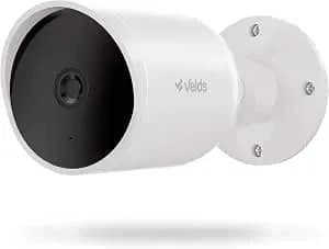Câmera Inteligente Externa Velds, Wi-fi, 2k, Resistente À Água Ip66, Visão Noturna Infravermelha, Detecção De Movimento, Áudio Bidirecional, Cartão Sd Até 256gb, Branco