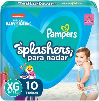 Fralda Pampers Splashers Baby Shark XG 10 unidades