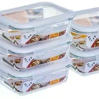 Kit com 5 potes de vidro 640ml hermético