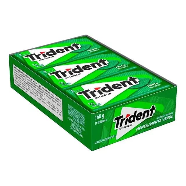 Chiclete Trident Menta Sem Açúcar - Caixa com 21 unidades de 8g