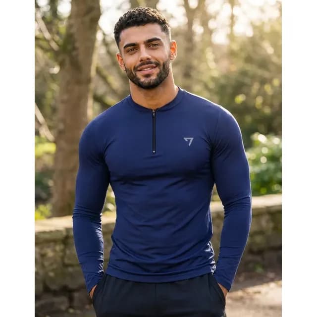 Camisa Térmica Masculina Segunda Pele Manga Longa Com Zíper
