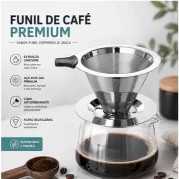 Filtro Coador De Café Inox Reutilizável Com Pegador Em Silicone Pour Over