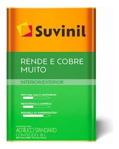 Tinta De Acrílico Suvinil Standard Rende & Cobre Muito Com Acabamento Fosco De 18l Areia