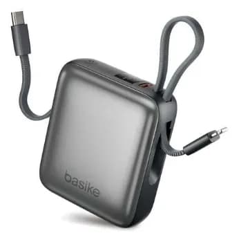 Carregador Portátil Power Bank Basike 10000mah 22.5w Rápido 4 Saídas Cabo Embutido Display Iphone Samsung