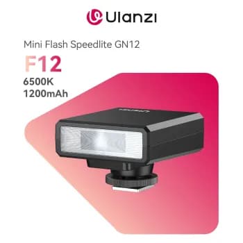 Ulanzi F12 Mini Flash Speedlite, Portátil e Recarregável, Iluminação Profissional para Câmeras Canon, Nikon, Sony etc.