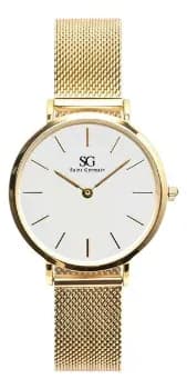 Relógio Feminino Dourado Chelsea Gold 32mm Fundo Branco Saint Germain
