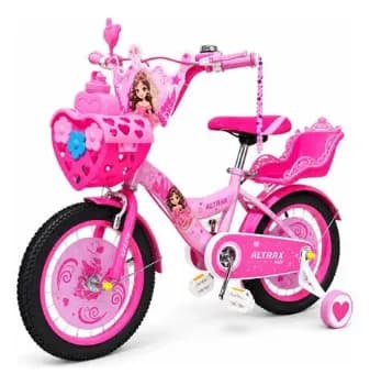Bicicleta Infantil Altrax Kids Aro 16 Princesa Rosa Com Rodinhas