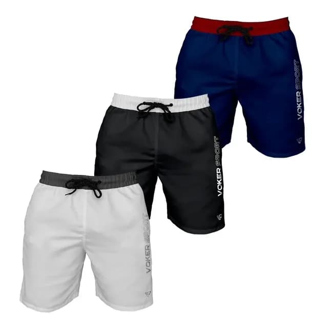 Kit 3 Shorts Sport Masculino Elastano Bermuda Academia
