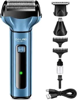 Maquina de Barbear Aparador Elétrico 3 em 1, Barbeador Eletrico Recarregável USB com Display LCD, Barbeador Eletrico Masculino, Aparador de Cabelo com 2 Pentes e Aparador Nasal Sem Fio