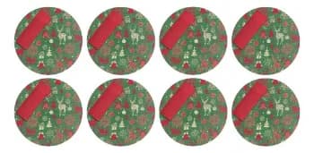 Kit Natal 8 Capas Sousplat 35cm + 8 Guardanapos.