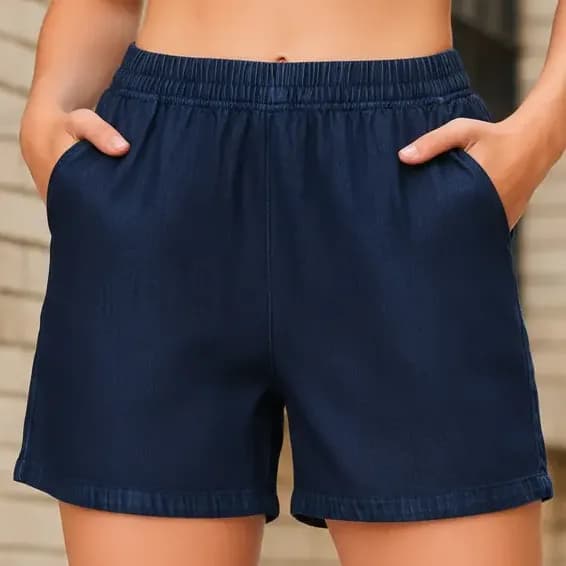 Short Jeans Runner Leve Bermuda Solta Larguinha Elastico Cos