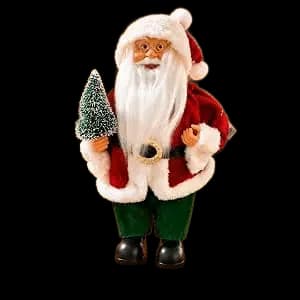Papai Noel Decorativo 30cm com Árvore de Natal Premium Enfeite Natalino Decoração de Natal para Mesa Estante Sala Casa Loja e Ambiente Festivo