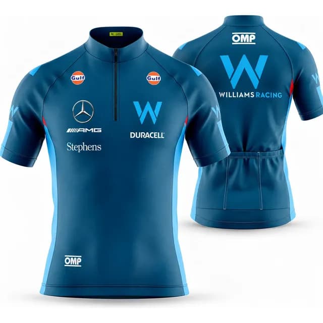 Camisa Para Ciclista F1 Williams Speed Com Bolsos Uv 50+