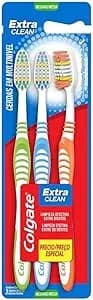 Escova Dental Colgate Extra Clean, Multicor, 3 Unidades