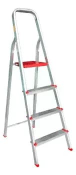 Escada Botafogo Lar & Lazer Esc0063 Doméstica De Alumínio 4 Degraus Prata Cor Phantom Red