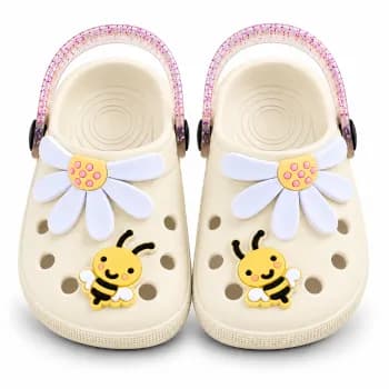 Babuche Infantil Menina Sandália Papete Feminina Abelha Flor Margarida Confortável Leve Macia Antiderrapante
