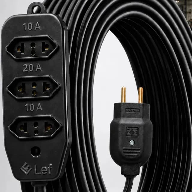 Extensão Elétrica 30 Metros Reforçada Cabo Pp Profissional 10A 20A 3 Barra de tomadas Bivolt Cabo Dupla Camada Flexível