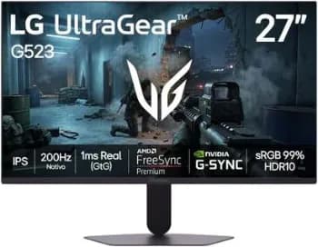 LG UltraGear Monitor Gamer 27" IPS 200Hz, 1ms (GtG), Full HD (1920x1080), HDR10, NVIDIA G-SYNC AMD, FreeSync Premium, sR