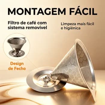 Filtro de café 102R/103/104 INOX Inox De Alta Qualidade Atóxico Reutilizável Sem Uso De Papel ideal para café pour over.