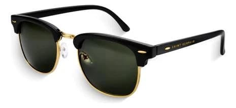 Óculos De Sol Quadrado Clubmaster Soho Green Black, Da Saint Germain, Em Metal Preto