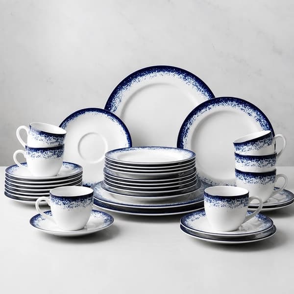 Serviço de Jantar, Chá e Café 42 Peças em Porcelana, Decoração Névoa Azul, Porcelana Schmidt