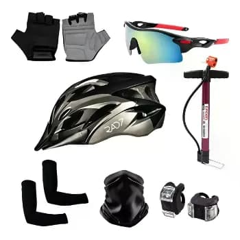 Capacete Bike Com Óculos Luvas Manguito E Acessorios