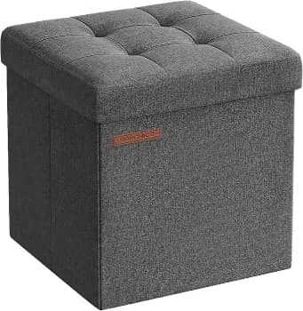 Songmics Banco Com Espaço De Armazenamento, Banco Dobrável Pequeno, Puff 30 X 30 Cm, Caixa Organizadora, Suporta Até 130 Kg, Para Sala De Estar