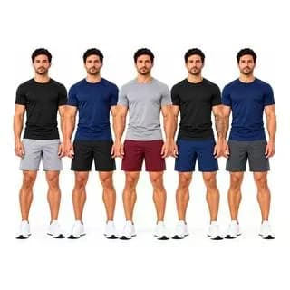 Kit 10 Peças Dry Fit 5 Camisetas + 5 Shorts Academia Corrida