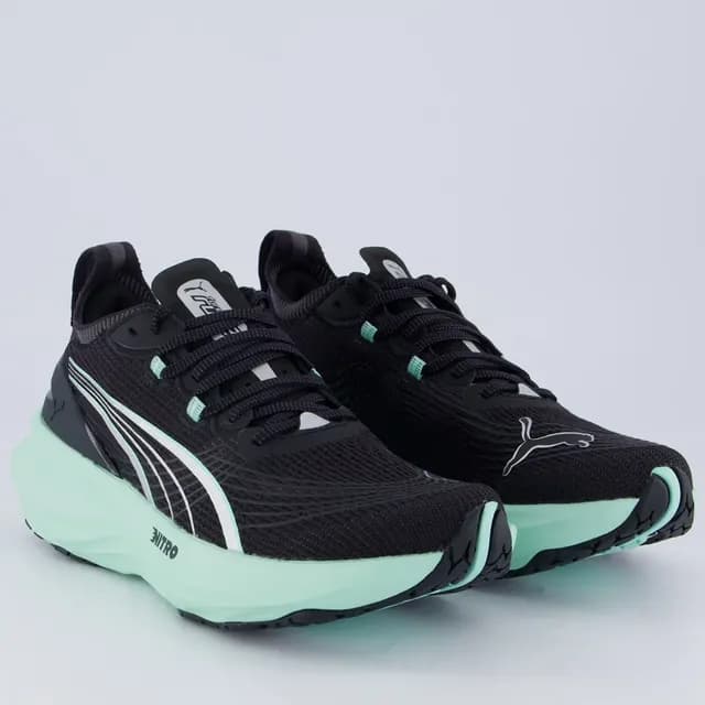Tênis Puma Forever Run Nitro 2 Feminino Preto e Verde