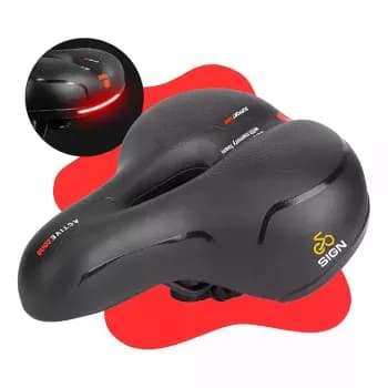 Banco Bike Selim Grande Para Bicicleta Super Comfort Molas Vazado Gel Tech Com Refletor