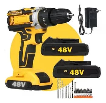 Parafusadeira Furadeira Eletrica Maleta 2 Bateria Cor Amarelo