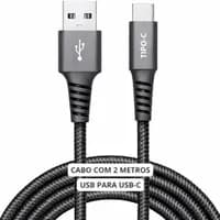 Cabo USB-C 2M 60W Carregamento Rápido Nylon