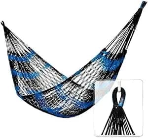 Rede Casal Artesanal - Azul Escuro com Azul Claro (Azul Escuro e Azul Claro)