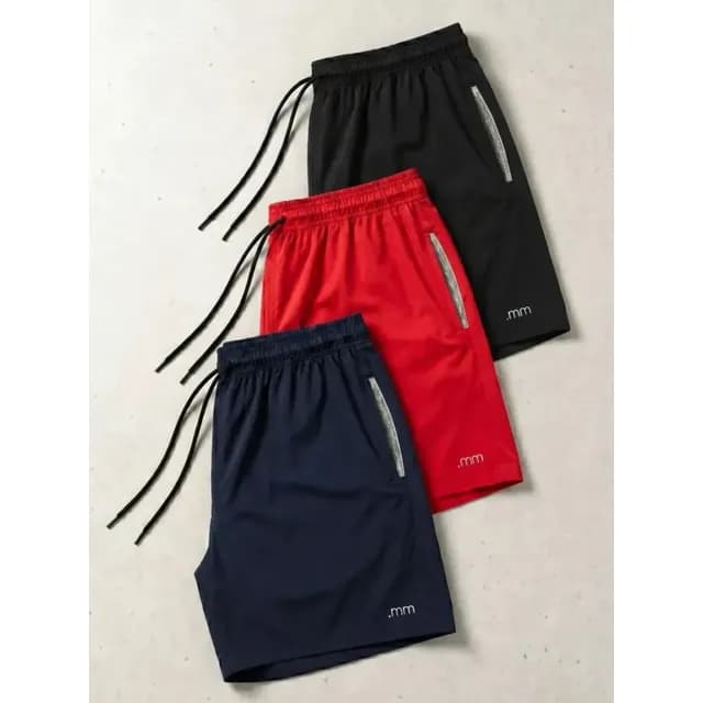 Kit 3 Bermuda Masculina Tactel Com Elastano Academia Treino
