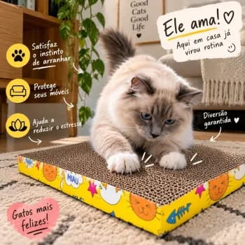 Arranhador de Papelão para Gatos com Catnip Reto 44cm Papelão Ondulado Resistente Protege Sofá Móveis Brinquedo Gato