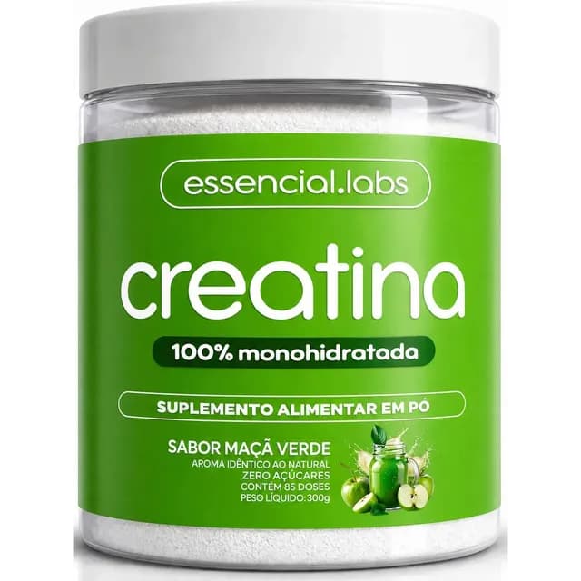 CREATINA MONOHIDRATADA 100% Pura - Sabor Maçã Verde - 300g