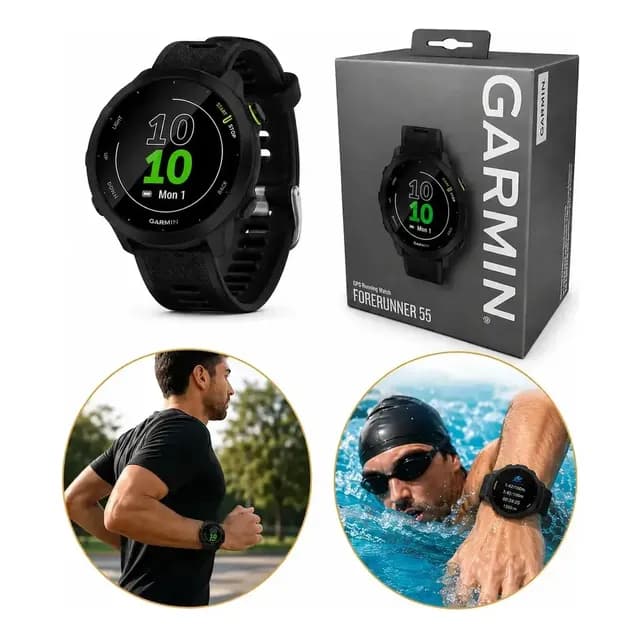 Relógio Garmin Forerunner 55 Monitor Cardíaco Gps 42mm Preto