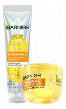 Garnier Kit Vitamina C, Sérum de Limpeza Iluminador, Serumnete 100g + Hidratante Facial Toque Seco Antimanchas 85g
