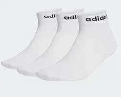 Meia Adidas Finas Linear Ankle 3 Pares Branco