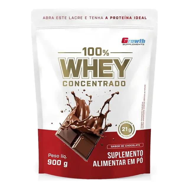 Whey protein Growth Supplements 100% Concentrado 900g em pó sabor Chocolate x 900g