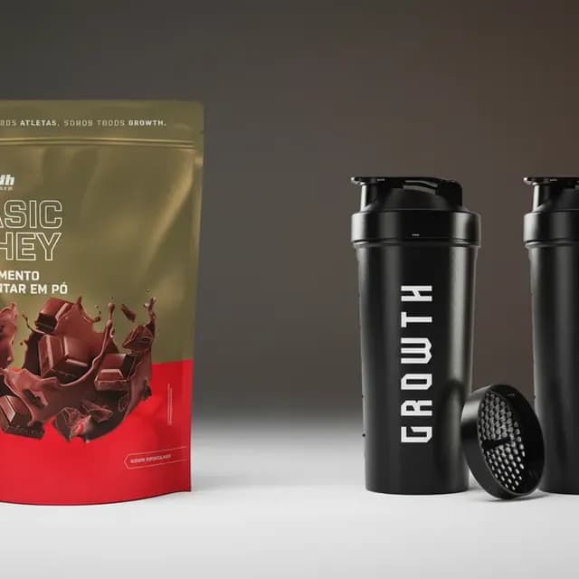 Kit Growth Whey Protein Chocolate 1kg + Coqueteleira 600ml