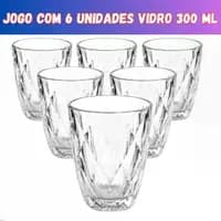 Jogo 6 Copos Baixos Vidro Grosso 300ml
