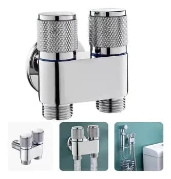 Torneira Dami Dupla Saída De Inox Escovado Para Máquina E Tanque