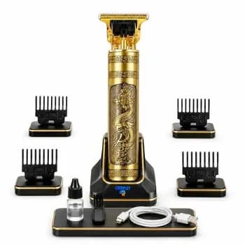 Maquina Maquininha Dragao Acabamento Cortar Cabelo Aparador Barba Pelos Elétrica Sem Fio Recarregavel - Crowley