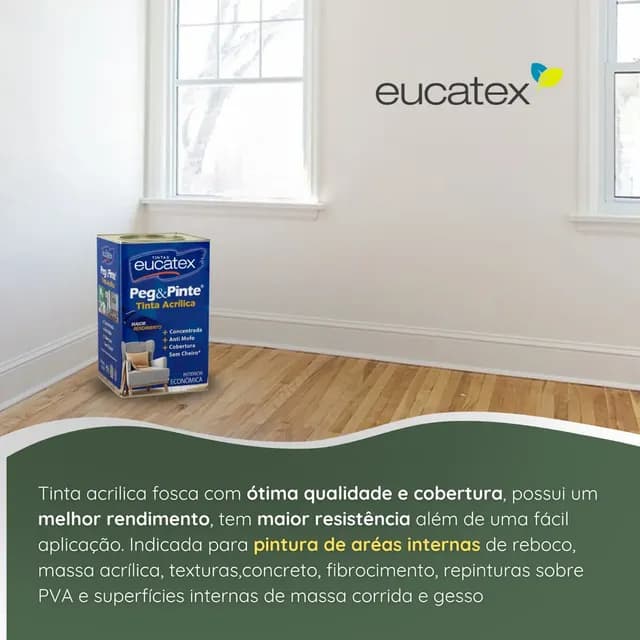 Tinta Eucatex Acrilica Pintura Parede Peg E Pinte 18L