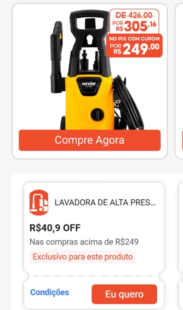 Lavadora Alta Pressão Lav1600 Vonder